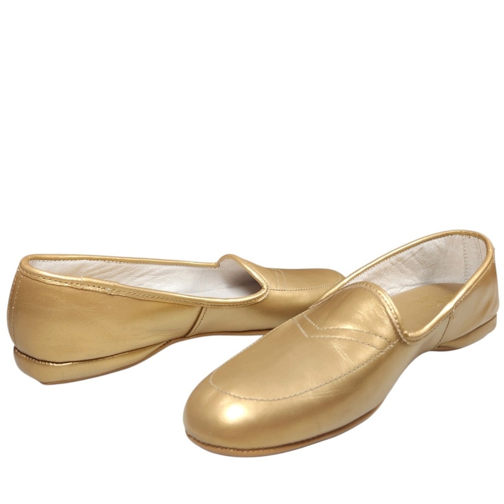 VTG Daniel Green Meg Gold Metallic Leather Loafer Slippers Grandmacore Glam 7